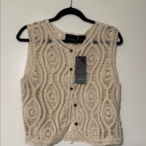 Cream Knit Vest by KLD Los Angeles